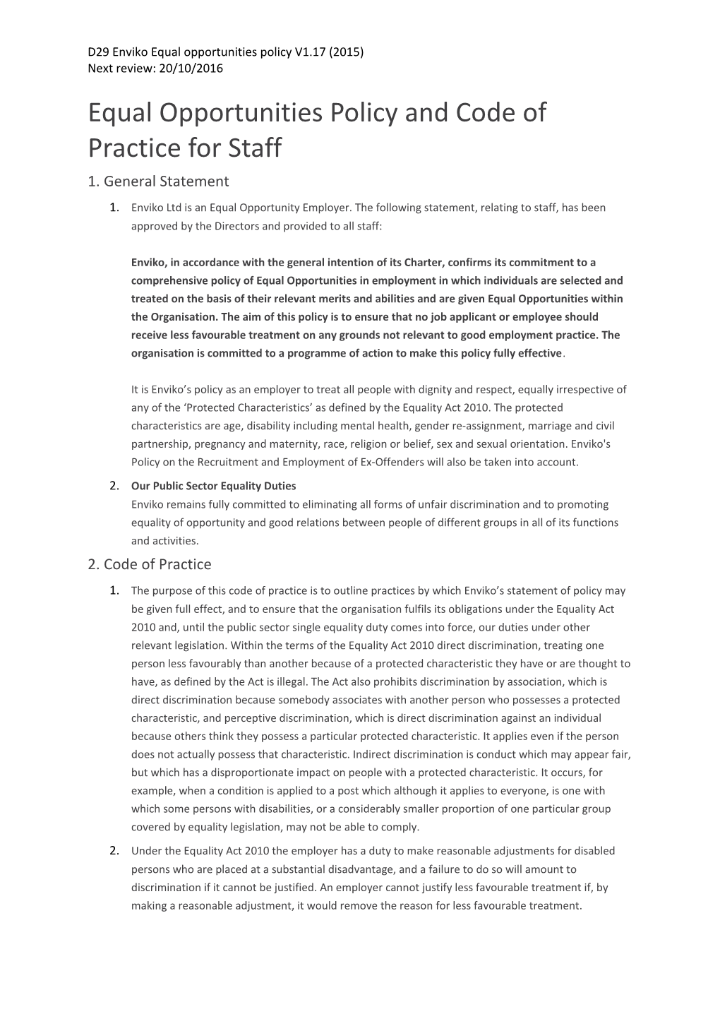 D29 Enviko Equal Opportunities Policy V1.17 (2015)