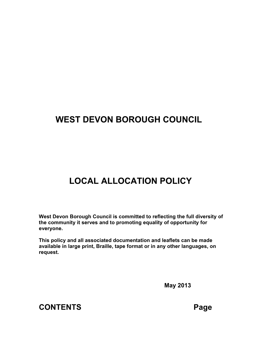 West Devon Borouch Council