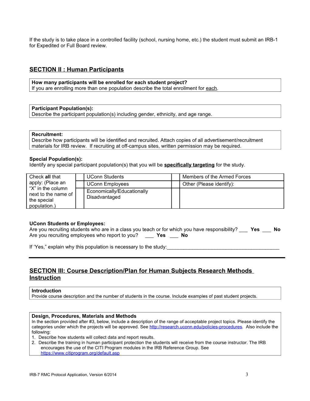 Instructions for Completing the IRB-7 Protocol Application Form