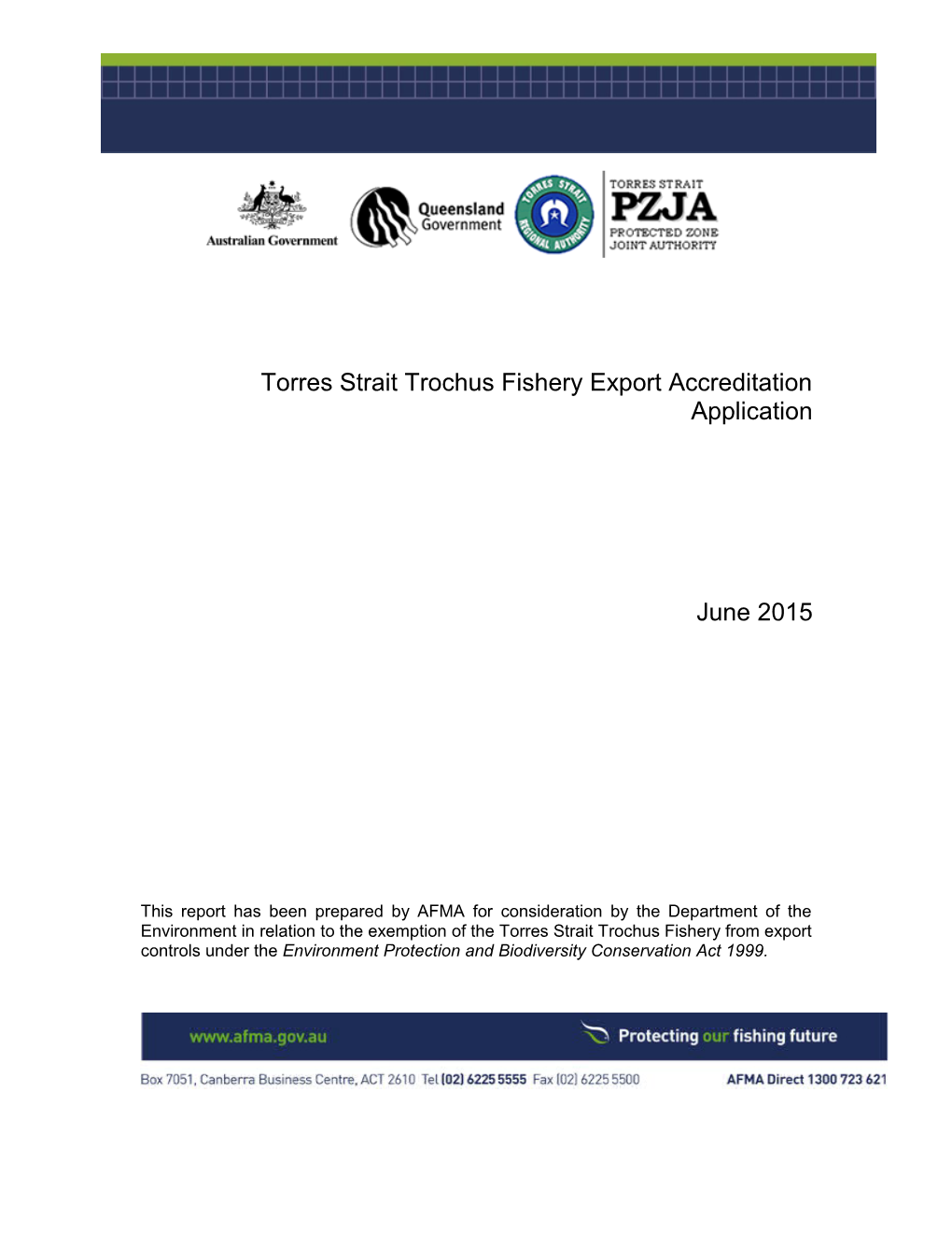 Torres Strait Trochus Fishery Export Accreditation Application