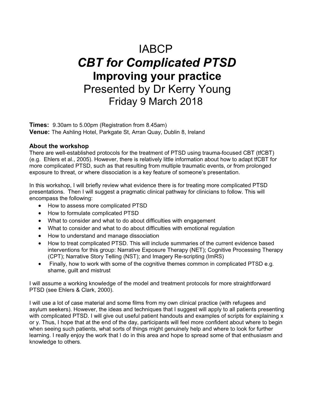 CBT for Complicated PTSD