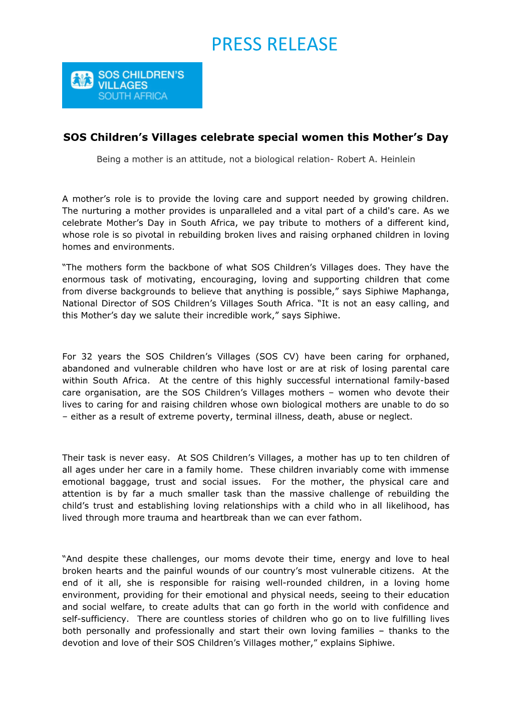 SOS Children S Villages Celebrate Special Women This Mother S Day