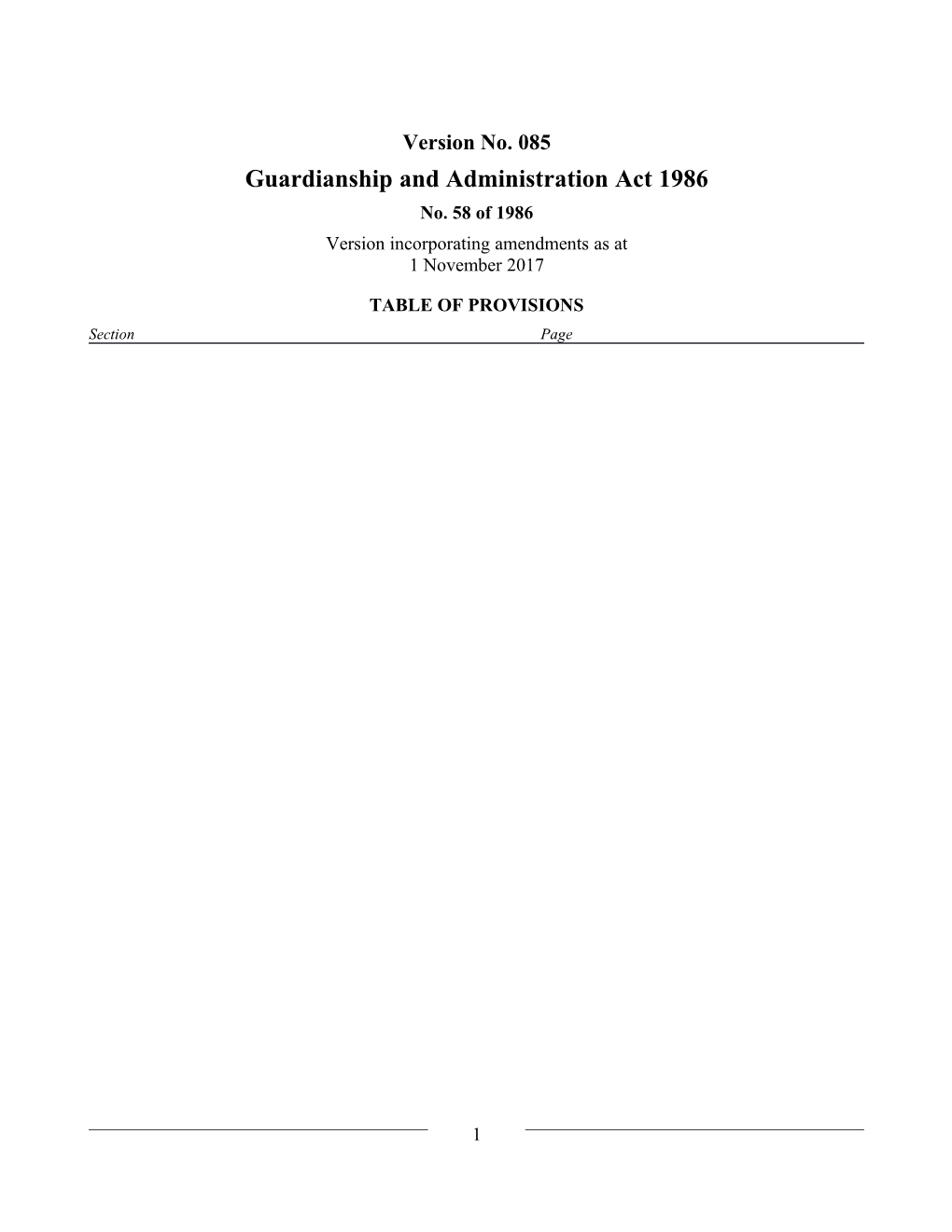 Guardianship and Administration Act 1986