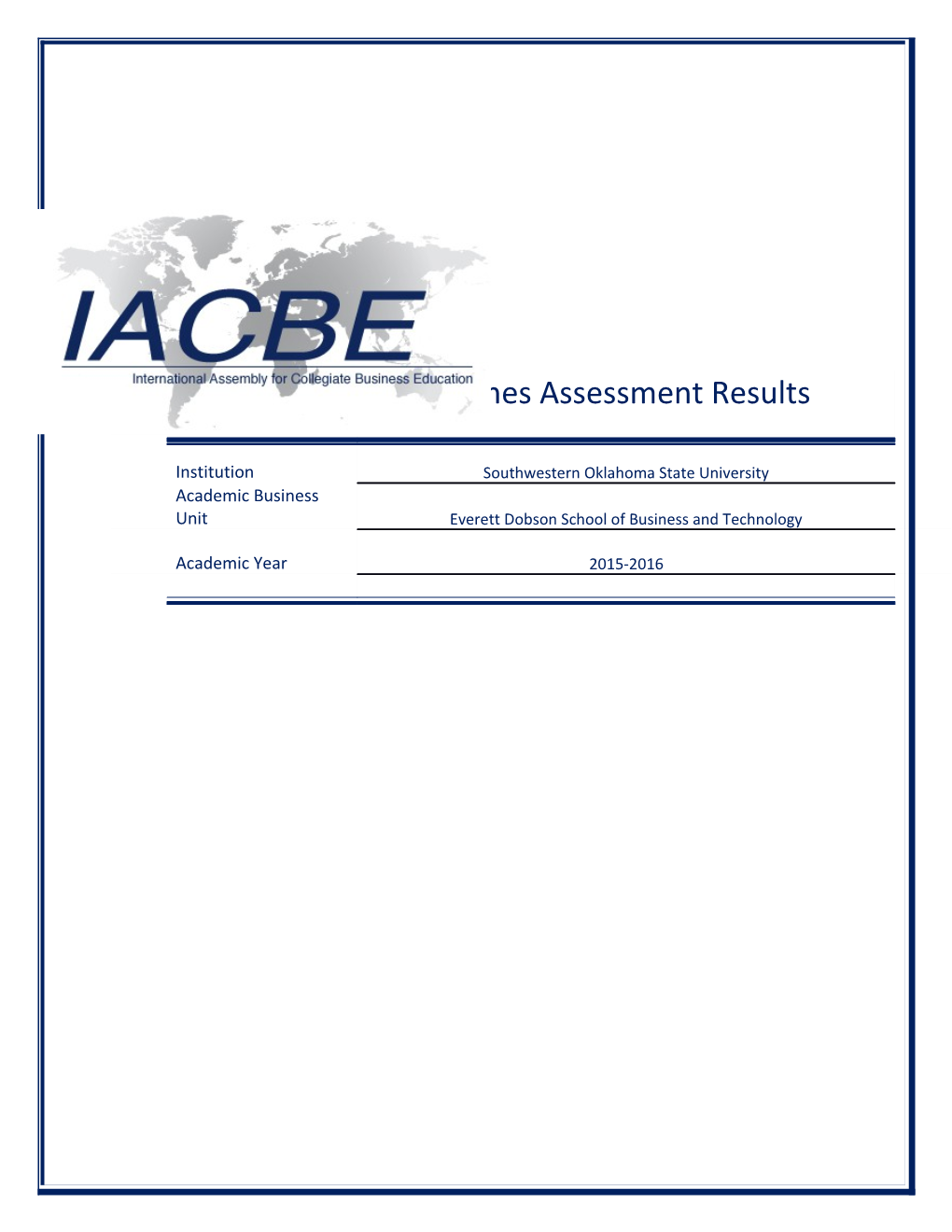 Section I: Student Learning Assessment