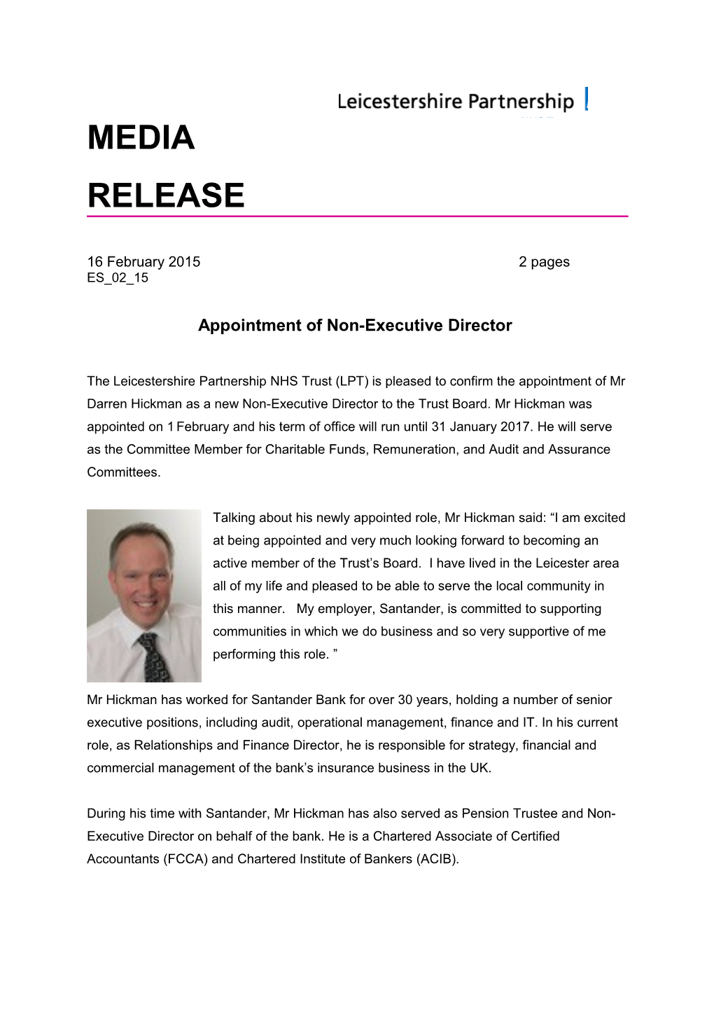 Appointment of Non-Executive Director