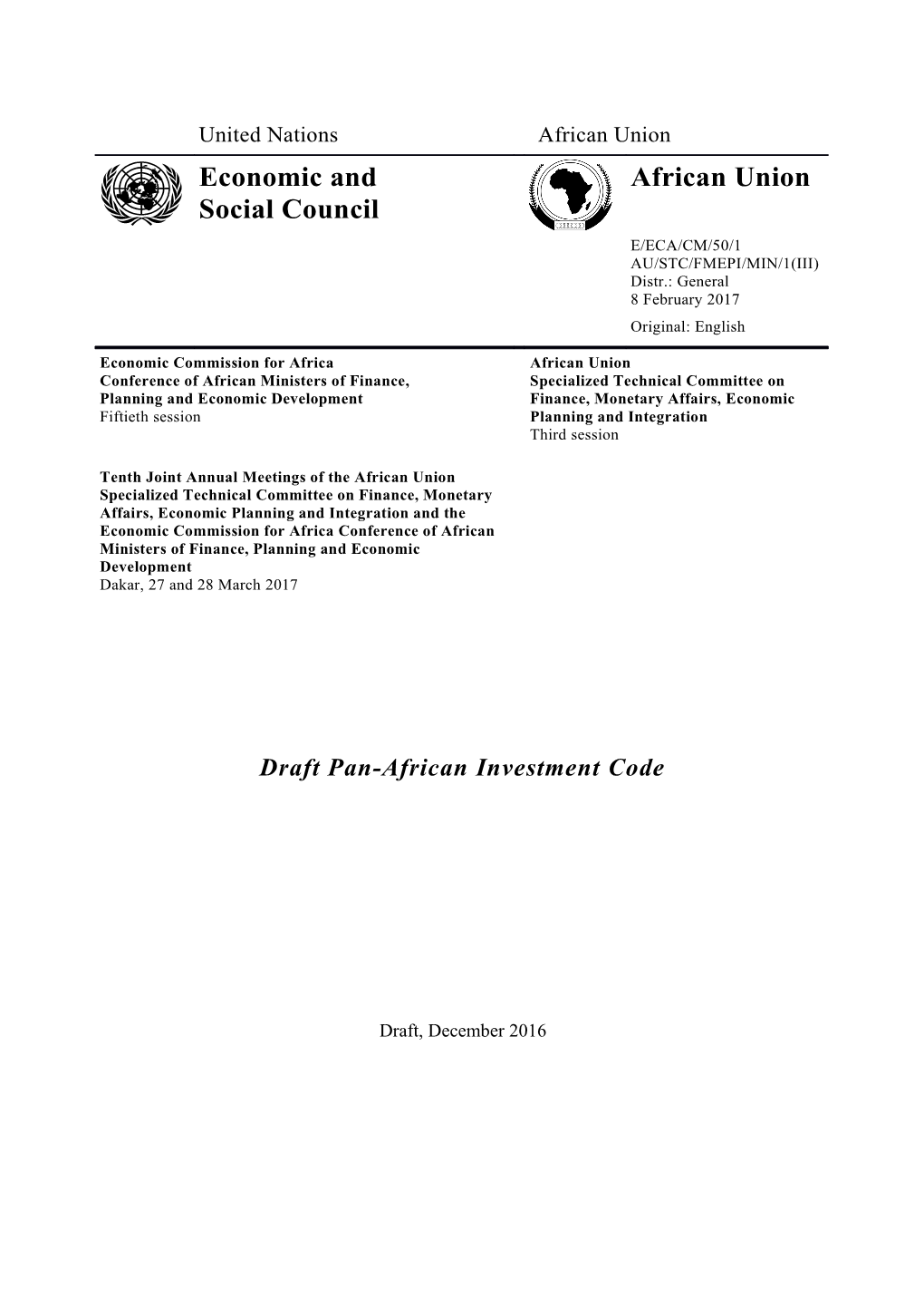 Draft Pan-African Investment Code