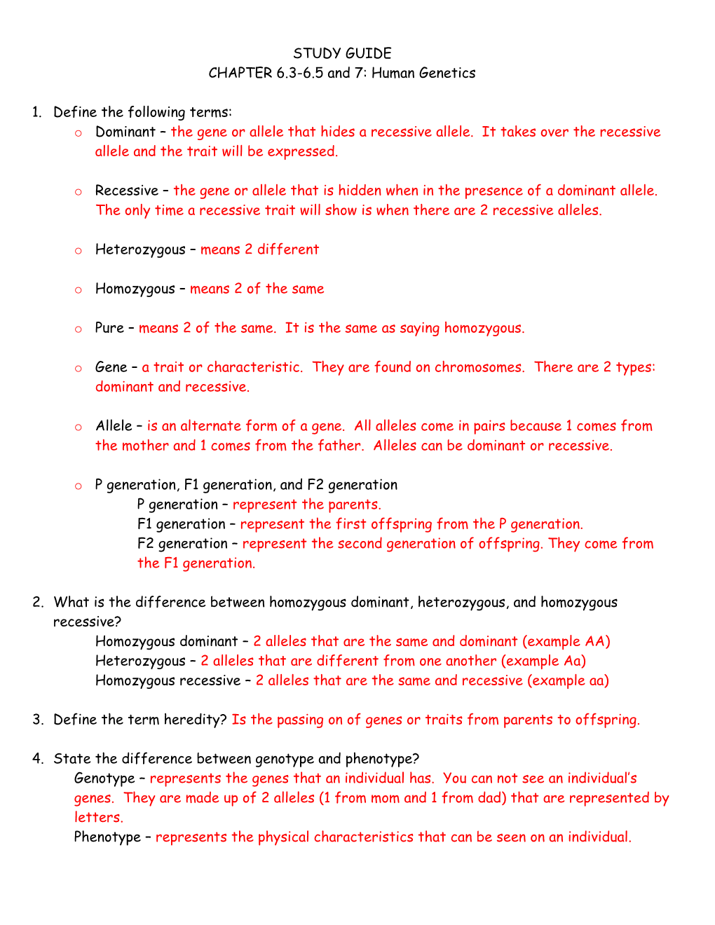 CHAPTER 6.3-6.5 and 7: Human Genetics