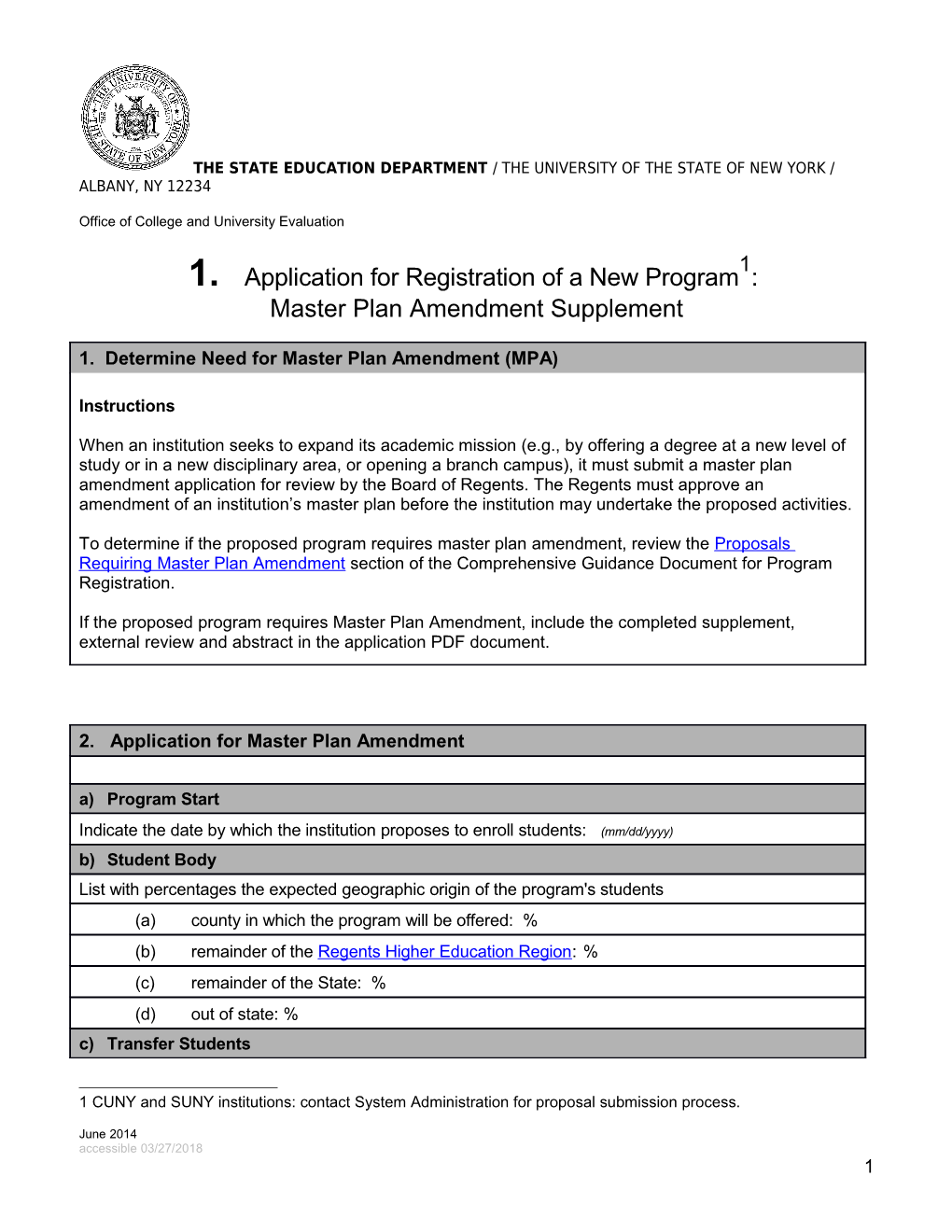 Task MPA 1 Determine Need for Master Plan Amendment (MPA)