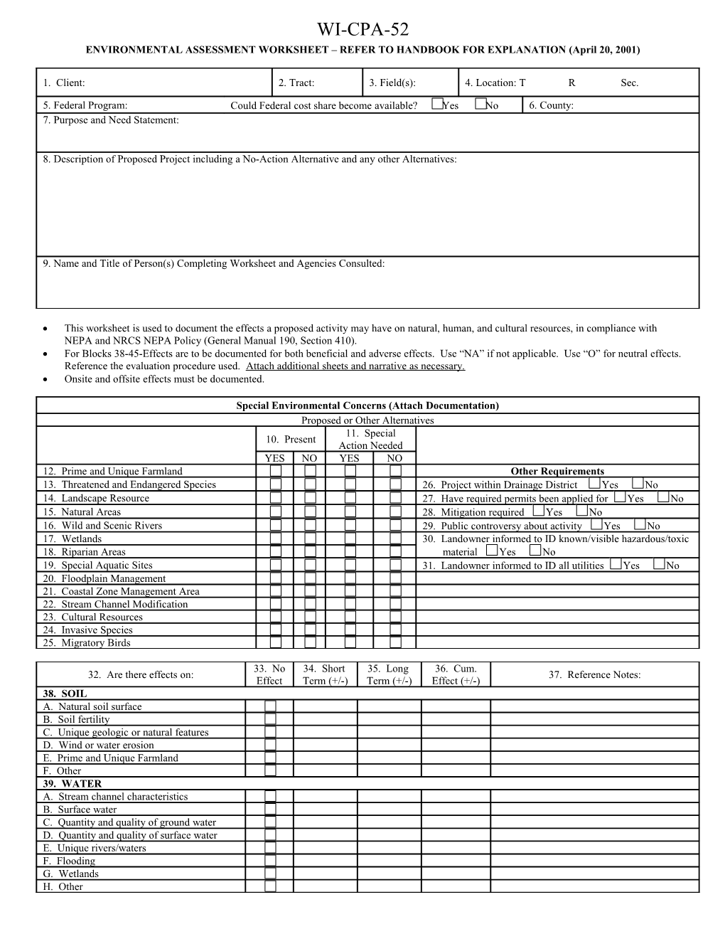 Environmental Assessment Worksheet (Draft)