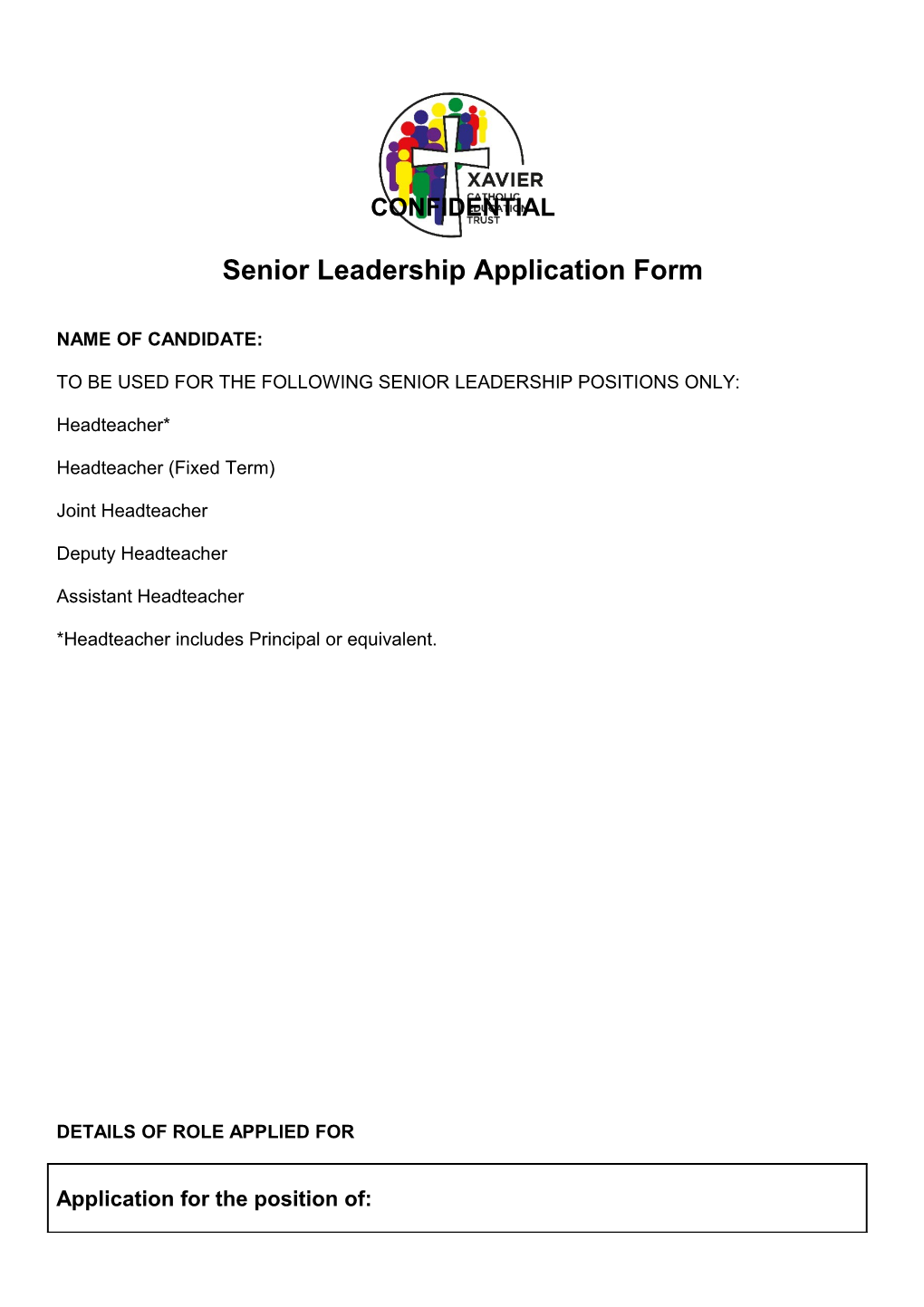 Senior Leadershipapplication Form