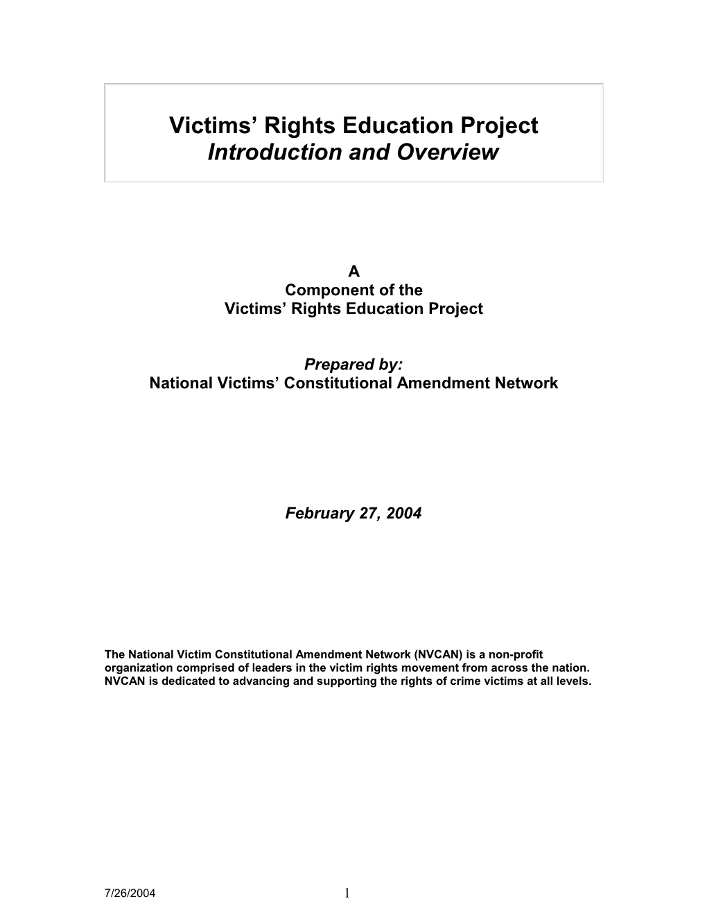 Victims Rights Education Project