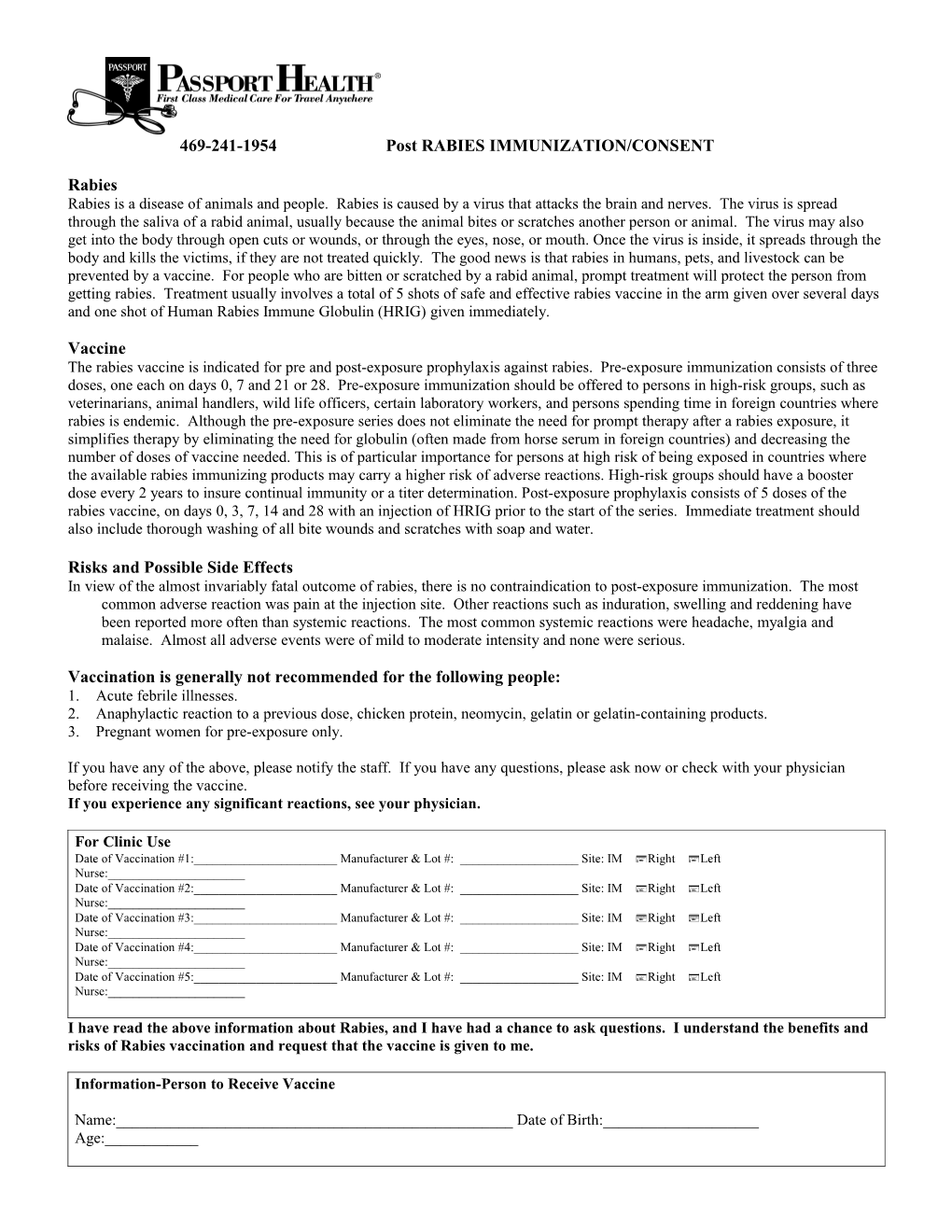 469-241-1954 Post RABIES IMMUNIZATION/CONSENT