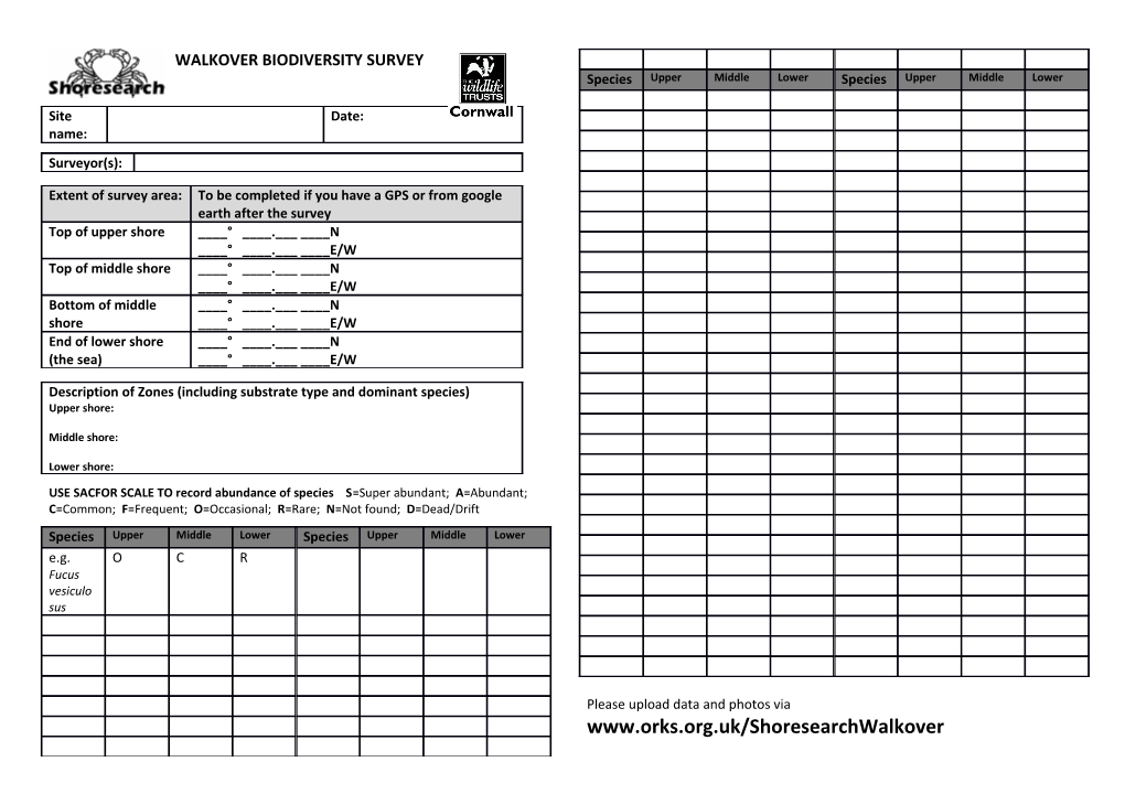 Carry out Your Own Shoresearch Walkover Survey