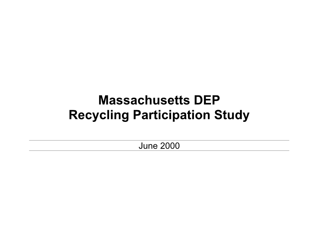 MA DEP Recycling Participation Study