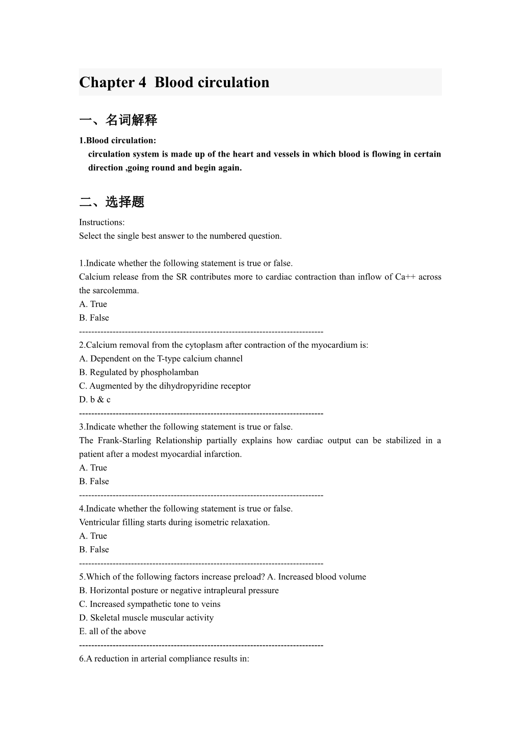 Chapter 4 Blood Circulation