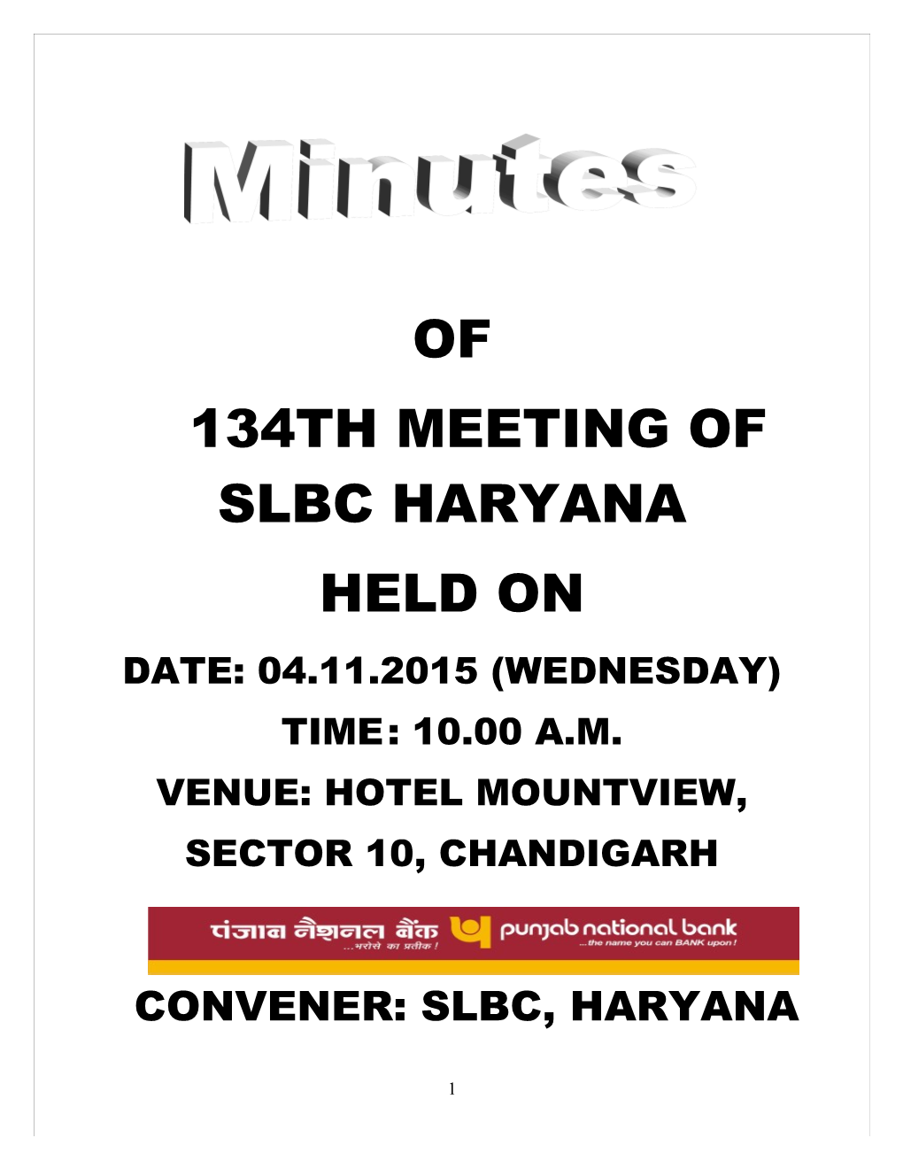 134Thmeeting of Slbc Haryana