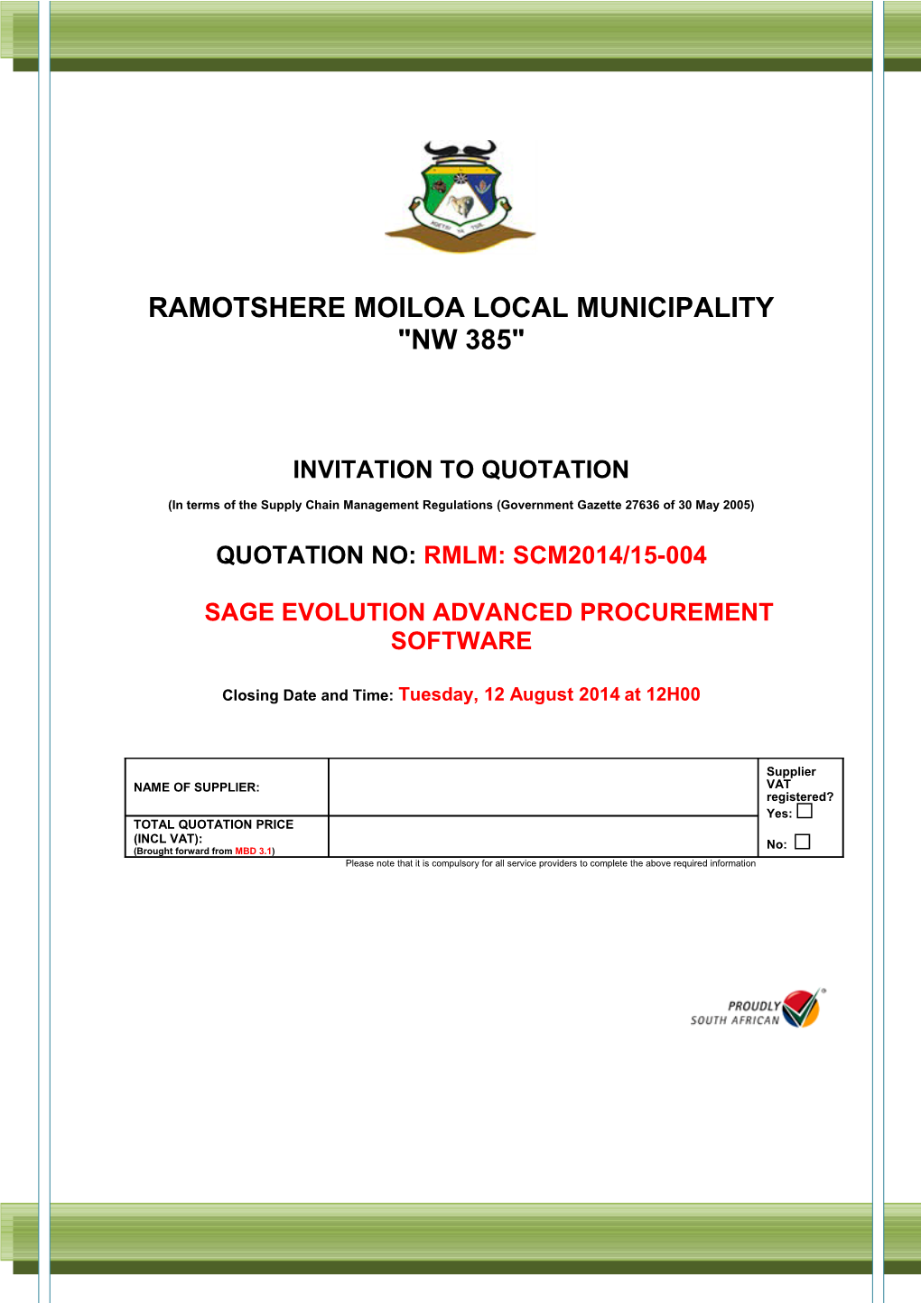 Ramotshere Moiloa Local Municipality