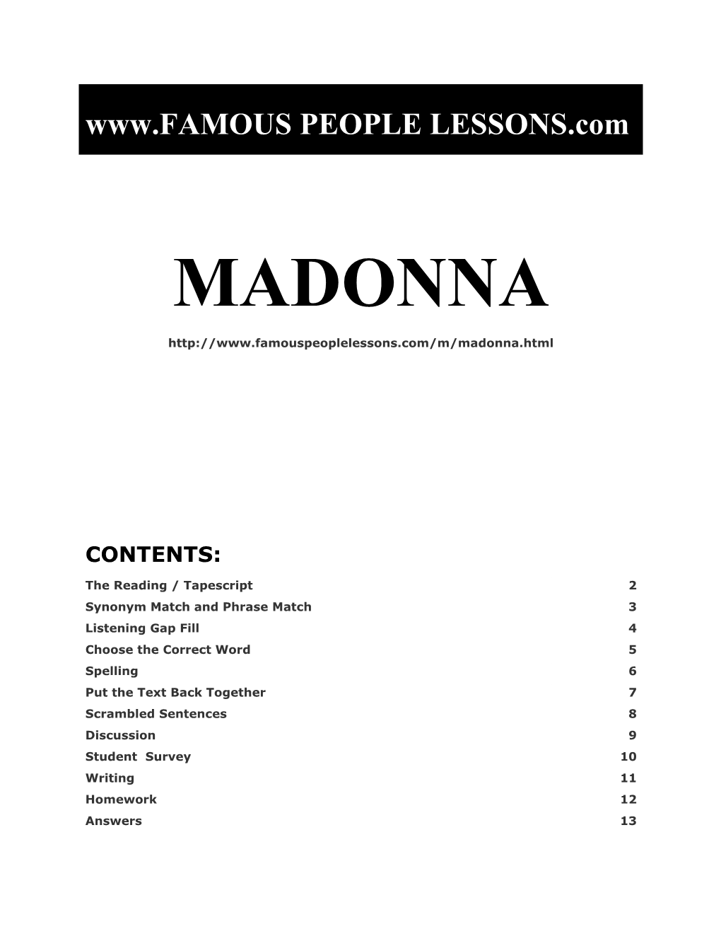 Famous People Lessons - Madonna