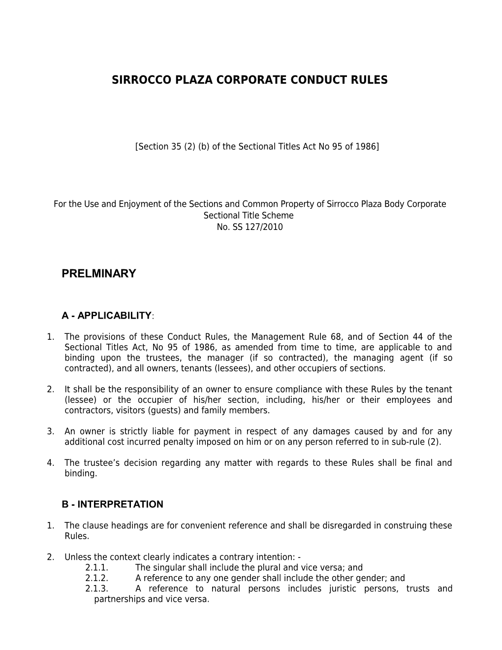 Sirroccoplaza Corporateconduct Rules