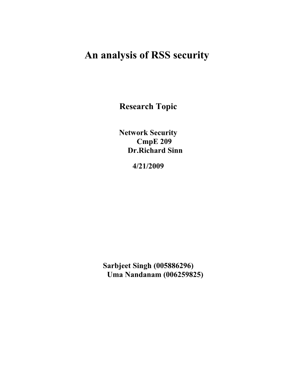 An Analysis of RSS Security