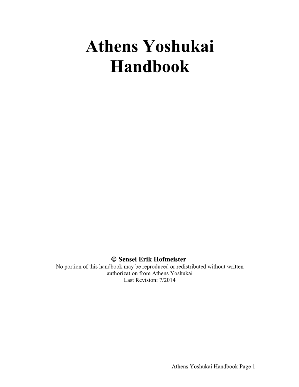 Athens Yoshukai Handbook