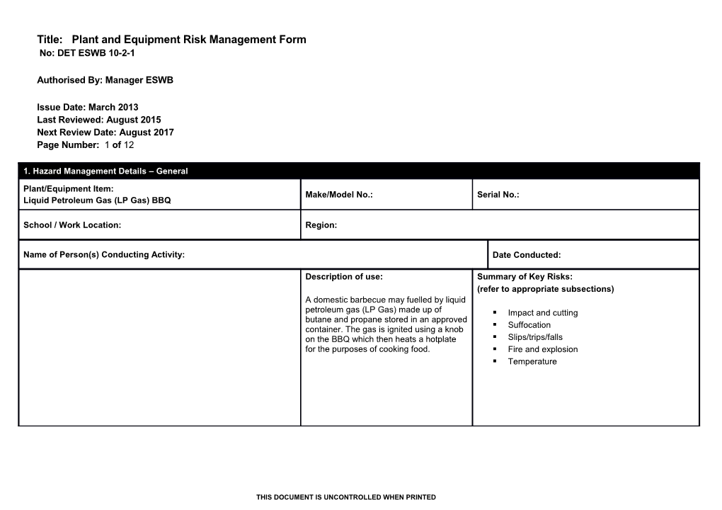 LPG Gas Form