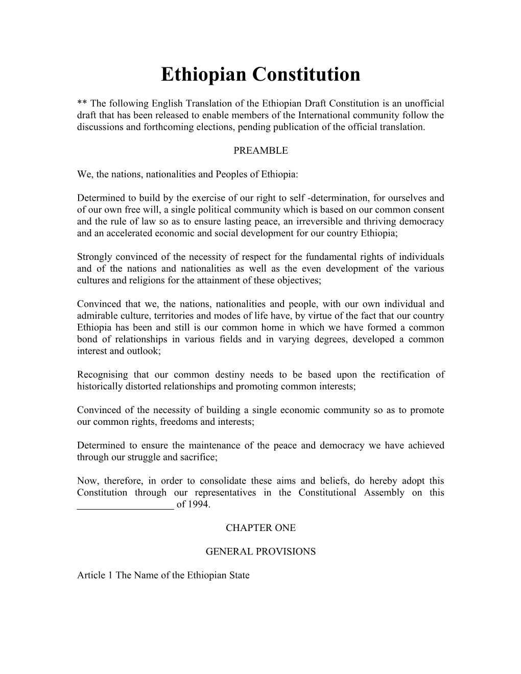 Ethiopian Constitution