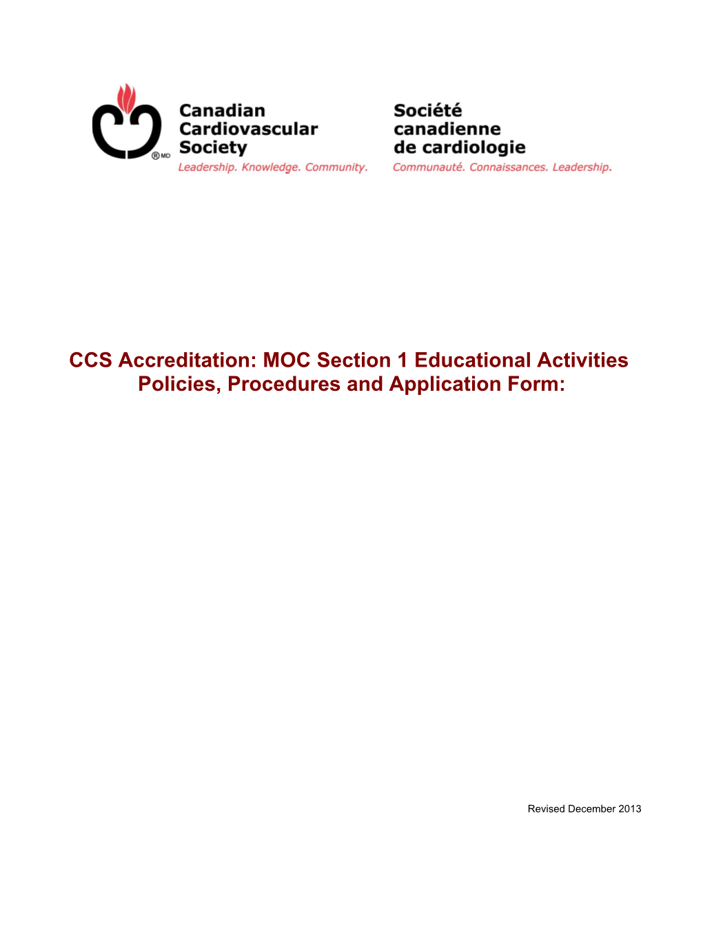 CCS Accreditation Policies and Procedures and Application Form