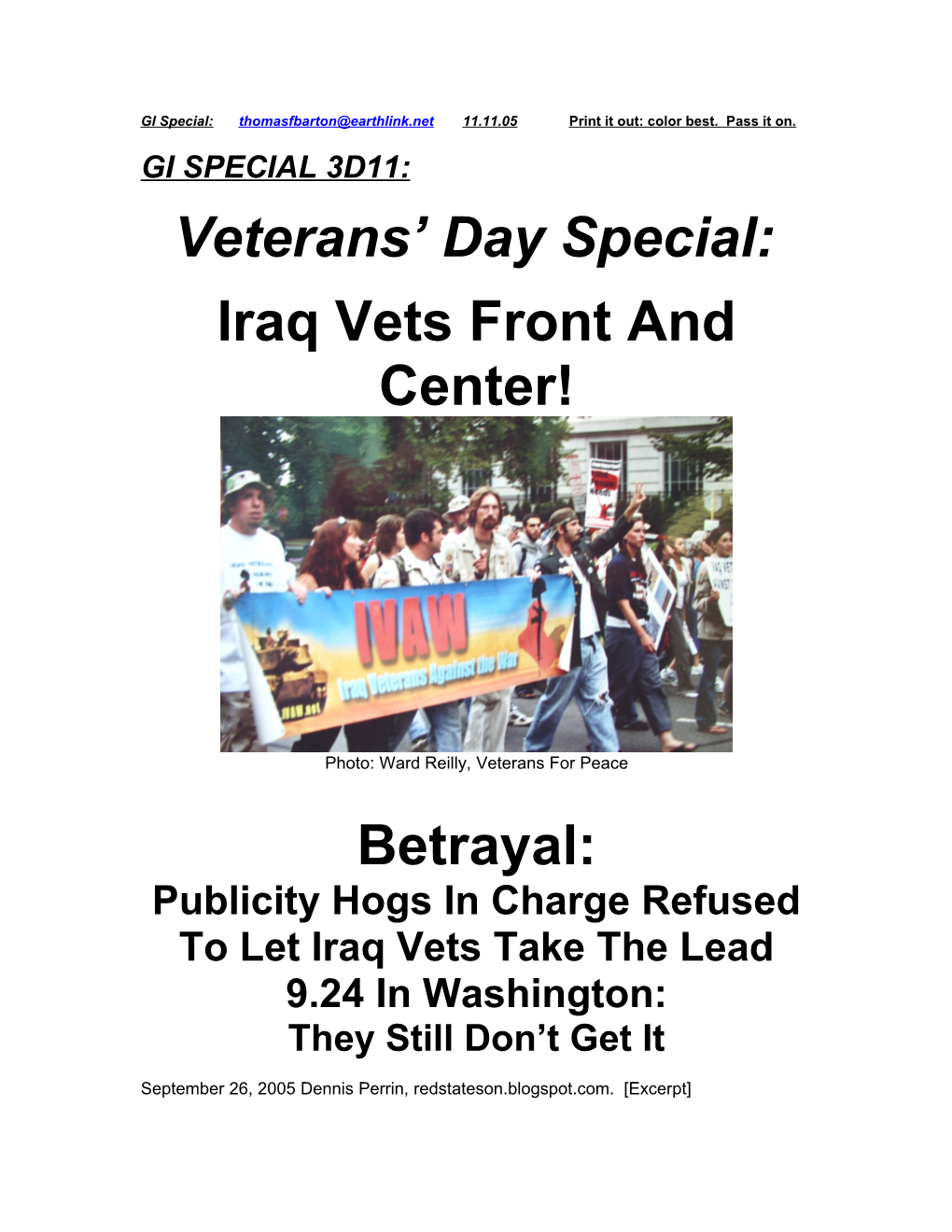 Iraq Vets Front and Center!