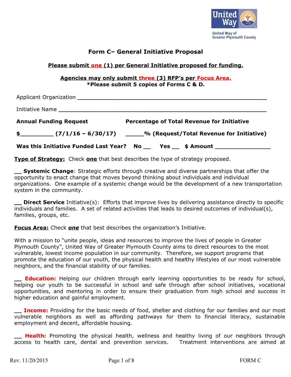 Form C General Initiative Proposal