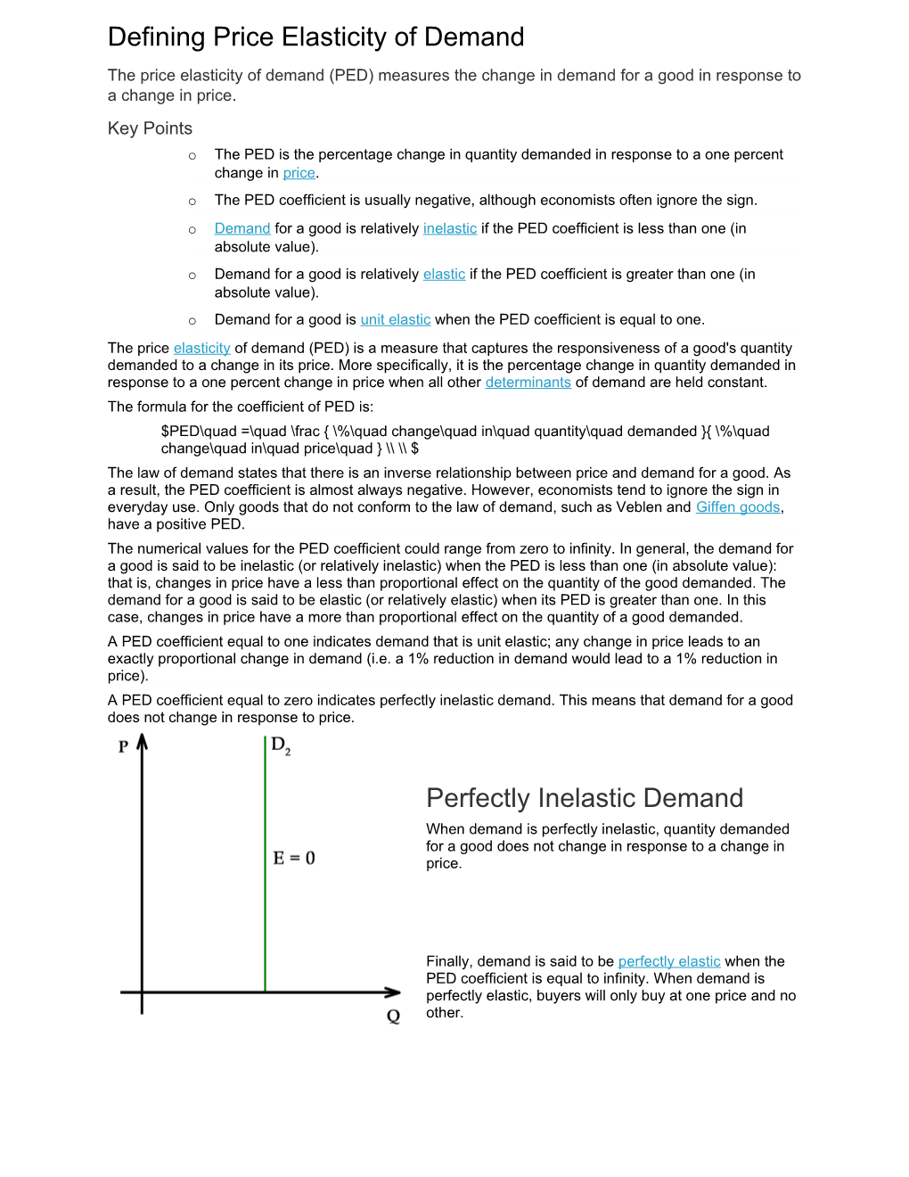 Defining Price Elasticity of Demand