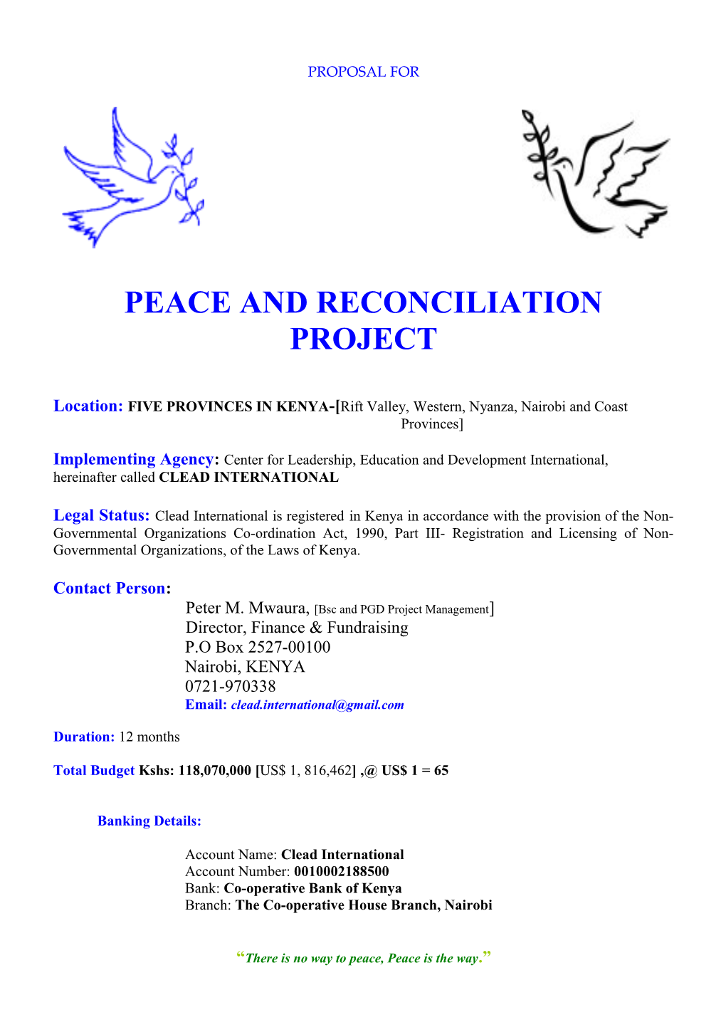 Peace and Reconciliation Project