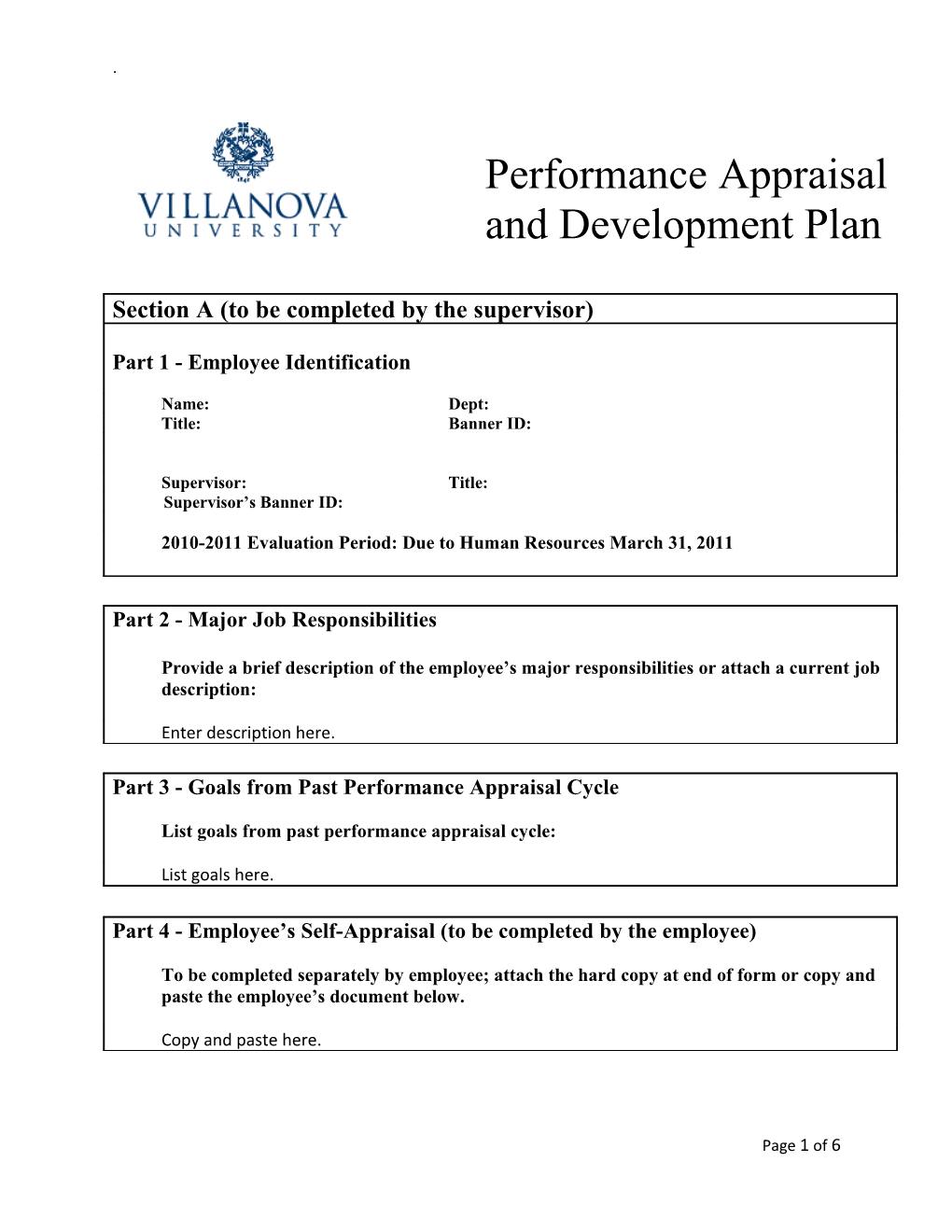 Part 3 - Goals from Past Performance Appraisal Cycle