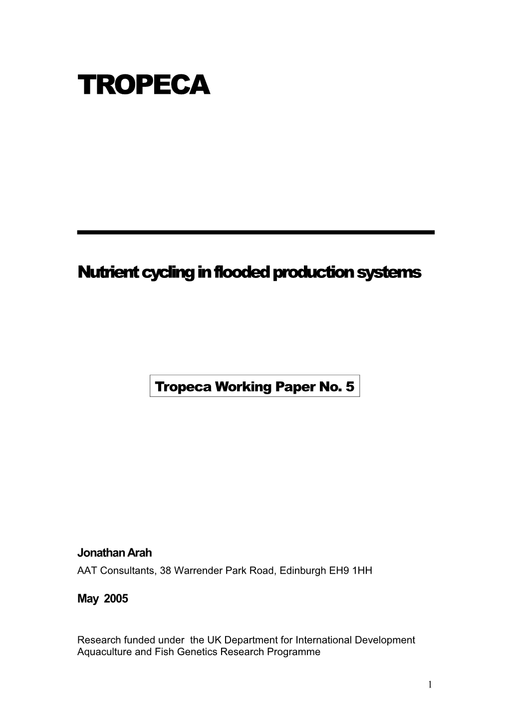 Nutrient Cycling in Flooded Production Systems