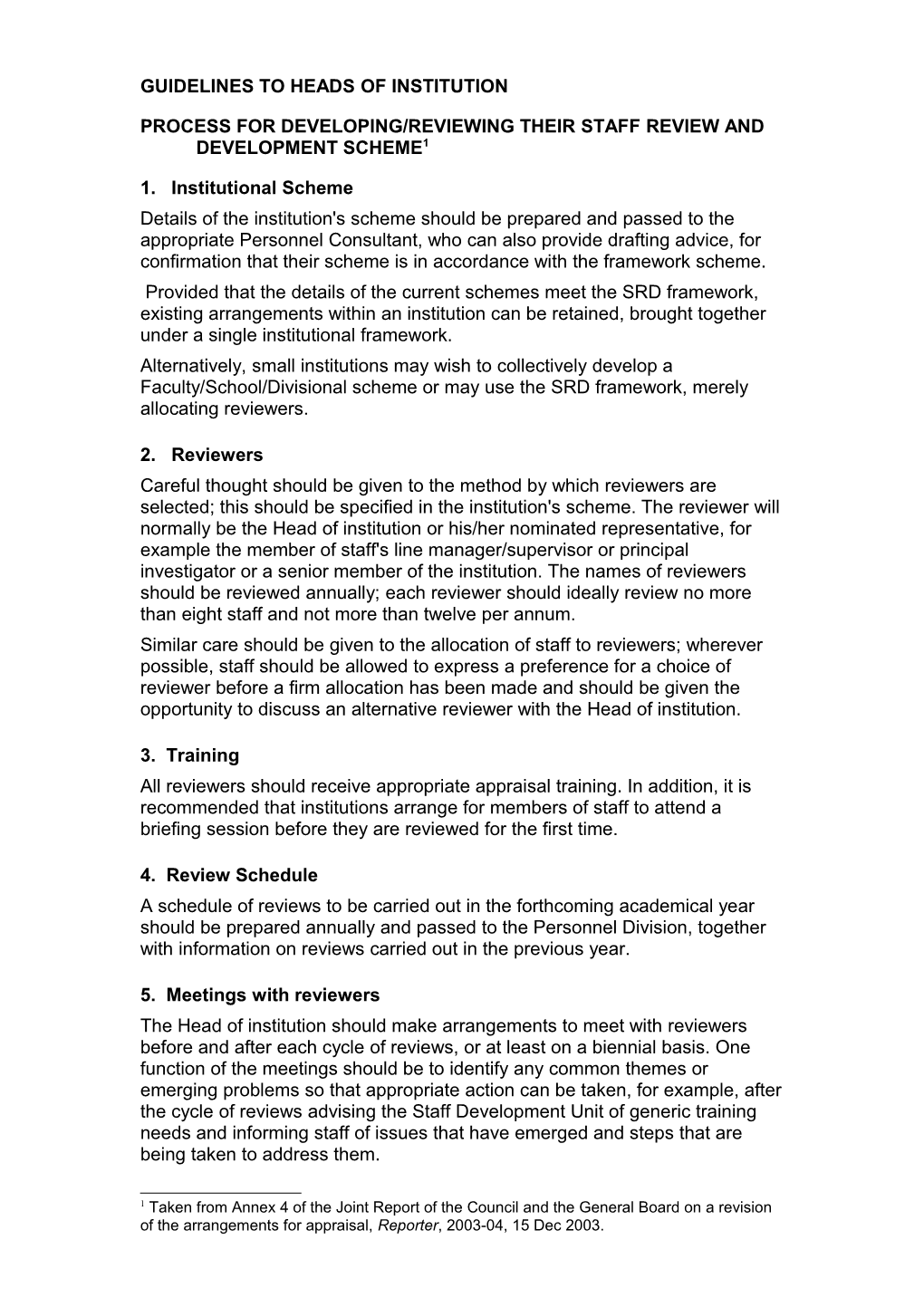 Process for Developing/Reviewing Their Staff Review and Development Scheme 1