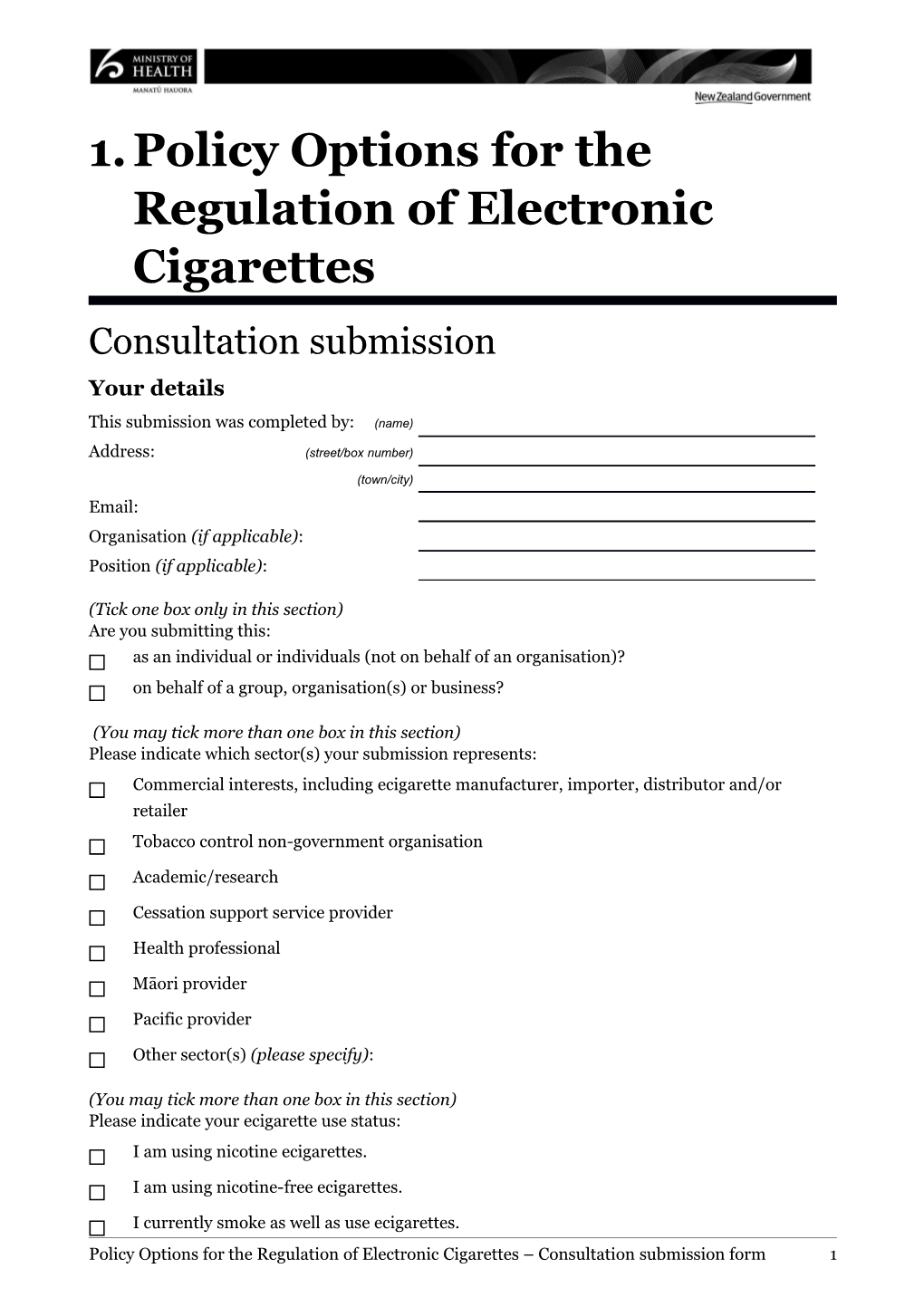 Policy Options for the Regulation of Electronic Cigarettes