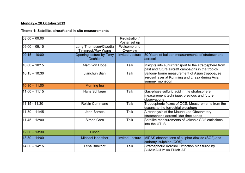 Theme 1: Satellite, Aircraft and In-Situ Measurements