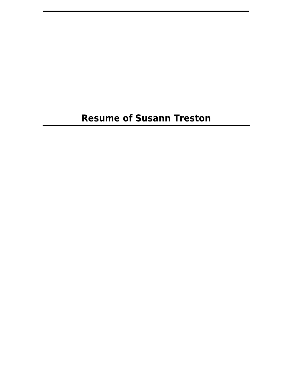 Resume of Susann Treston