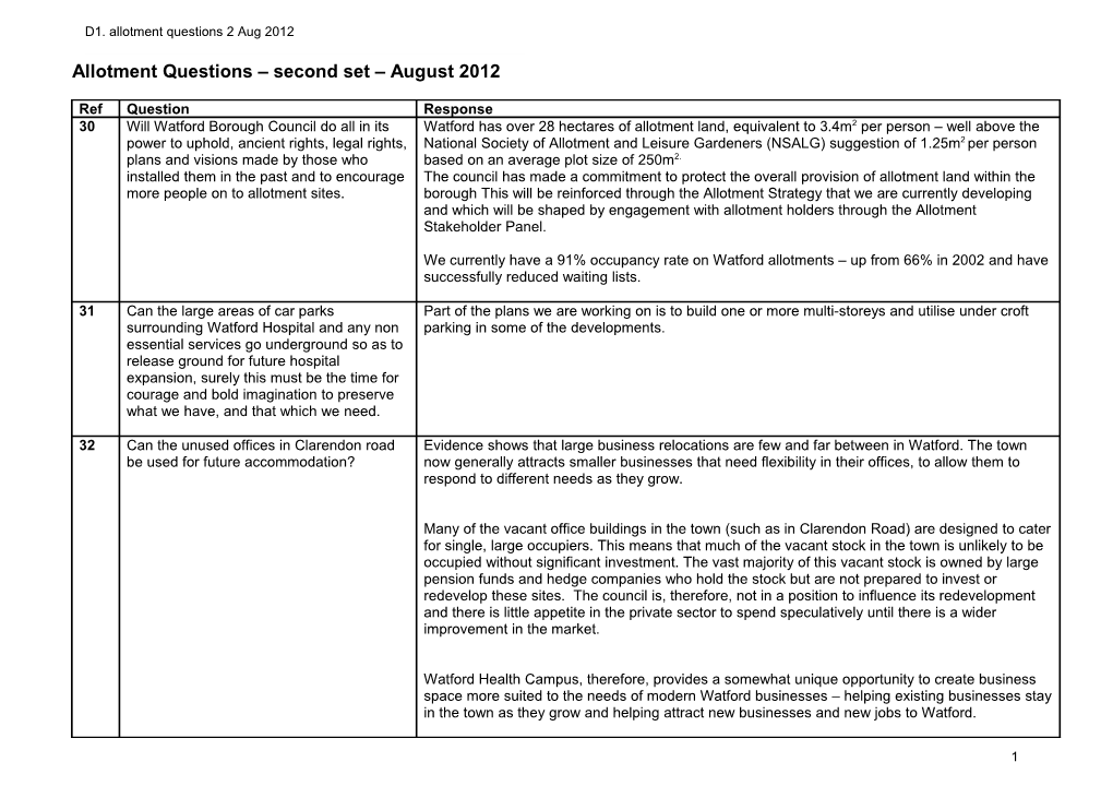 Allotment Questions Second Set August 2012