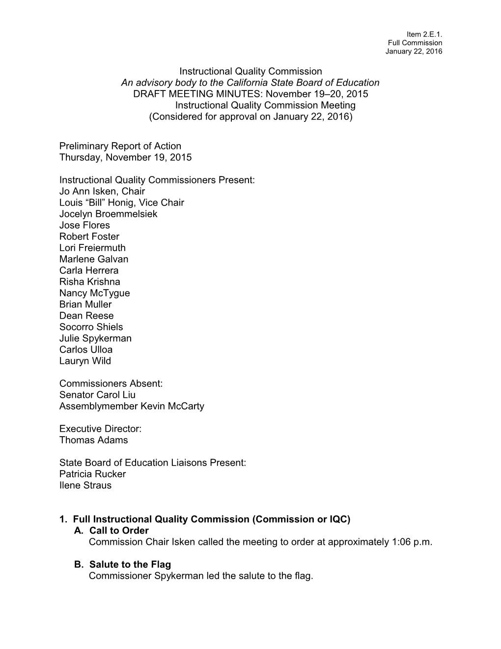 IQC Meeting Minutes November 19-20, 2015 - Instructional Quality Commission (CA Dept Of