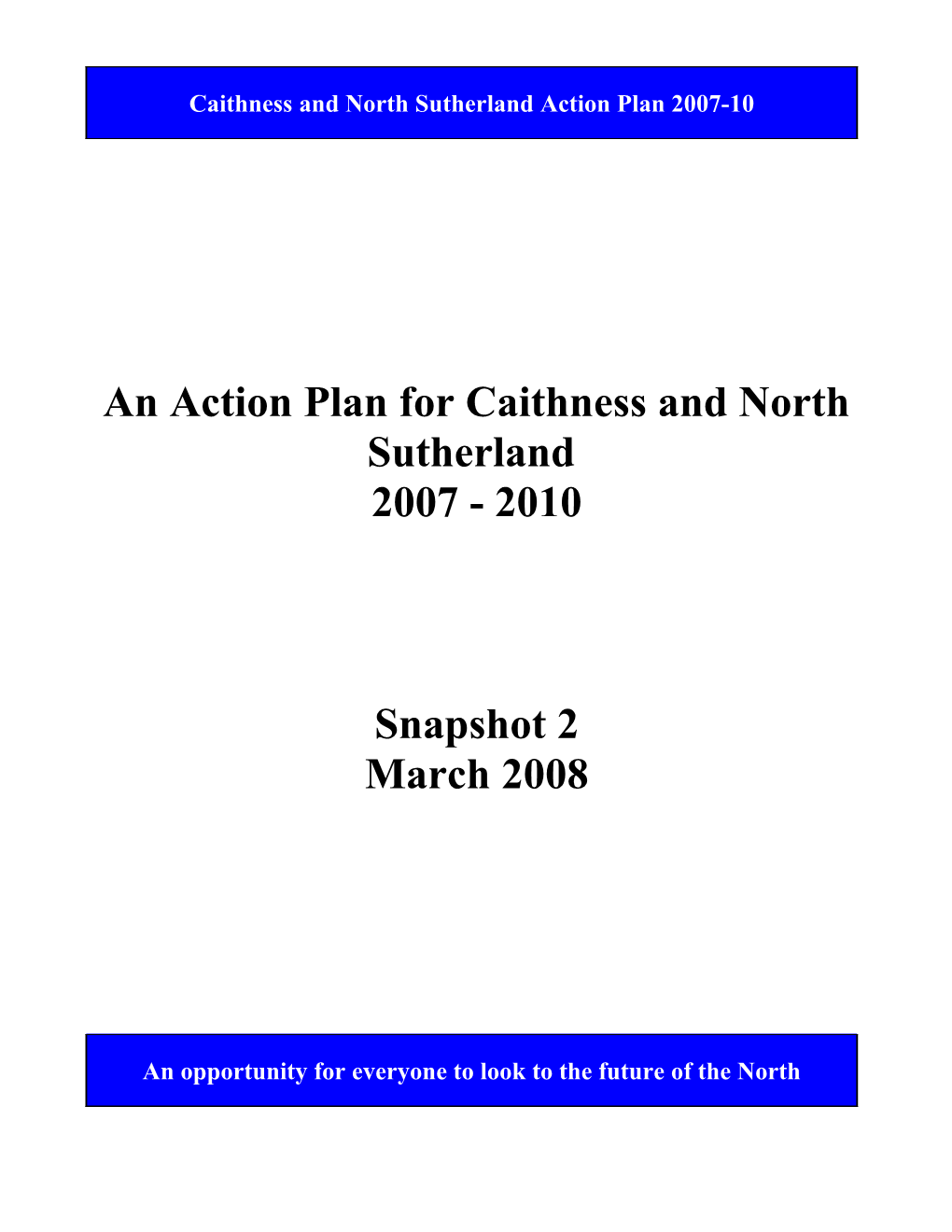 An Action Plan for Caithness and North Sutherland