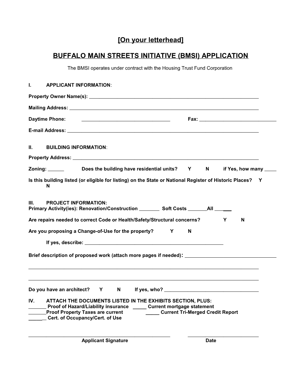Buffalo Main Streets Initiative (Bmsi) Application