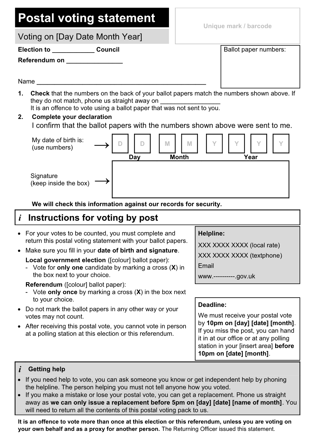 Make Sure You Fill in Your Date of Birth and Signature CD3