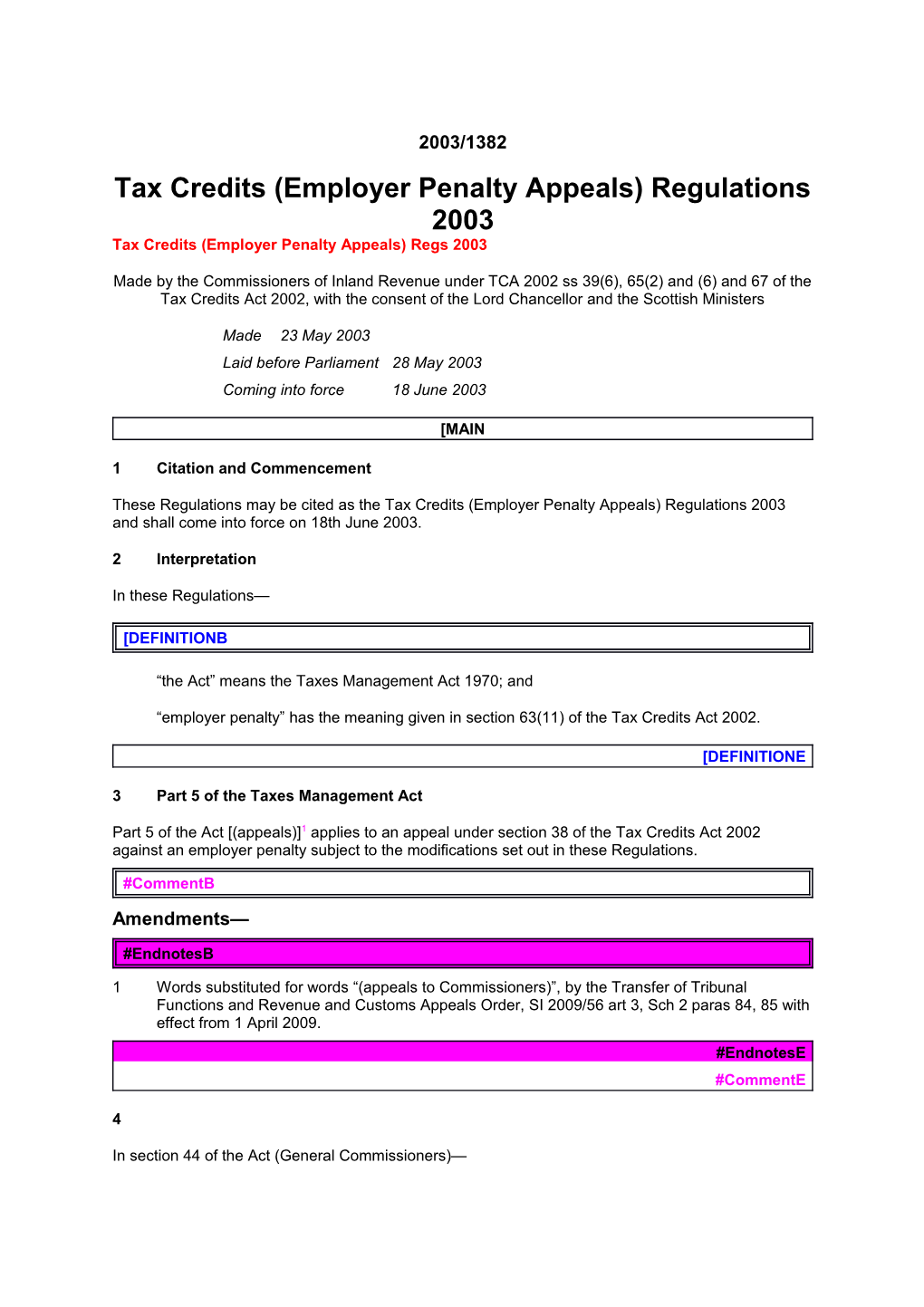 Tax Credits (Employer Penalty Appeals) Regulations 2003