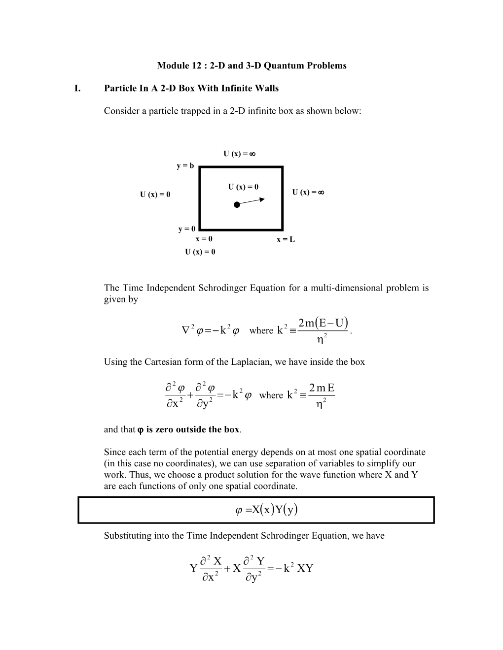 Module 12:2-D and 3-D Quantum Problems