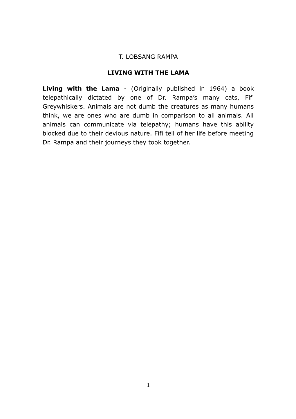 Living with the Lama (1964)