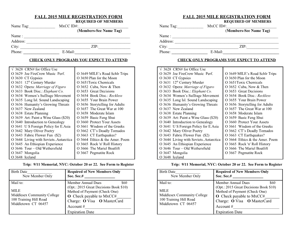 Fall 2015 Mile Registration Form