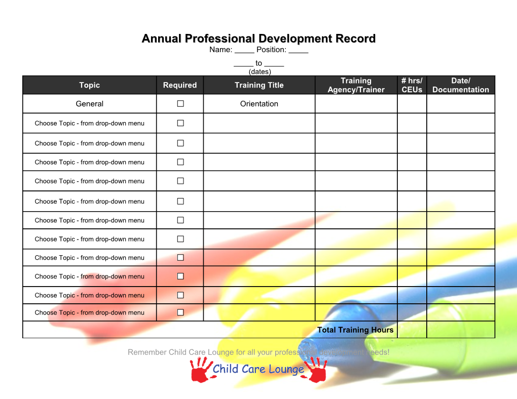 Annual Professional Development Record