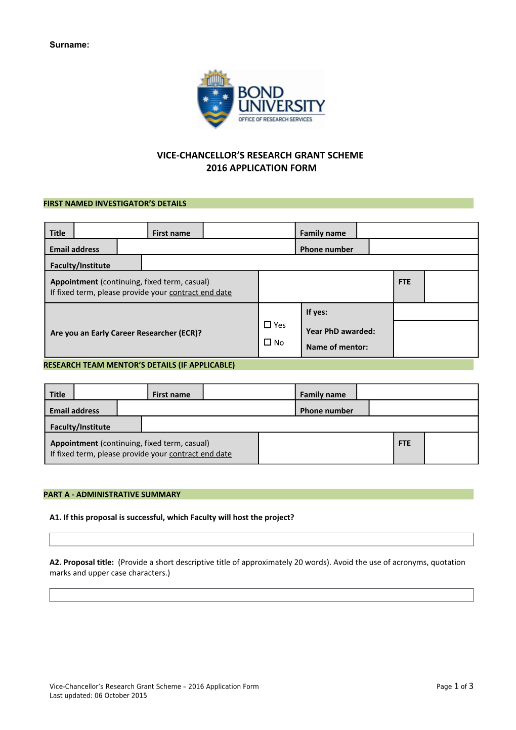 First Named Investigator S Details