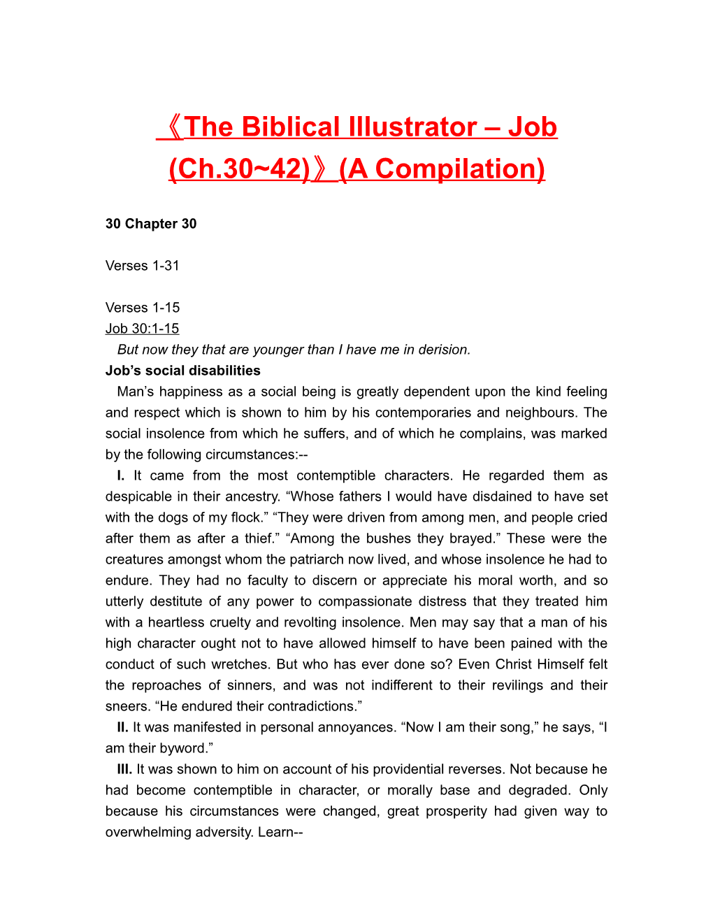 The Biblical Illustrator Job (Ch.30 42) (A Compilation)